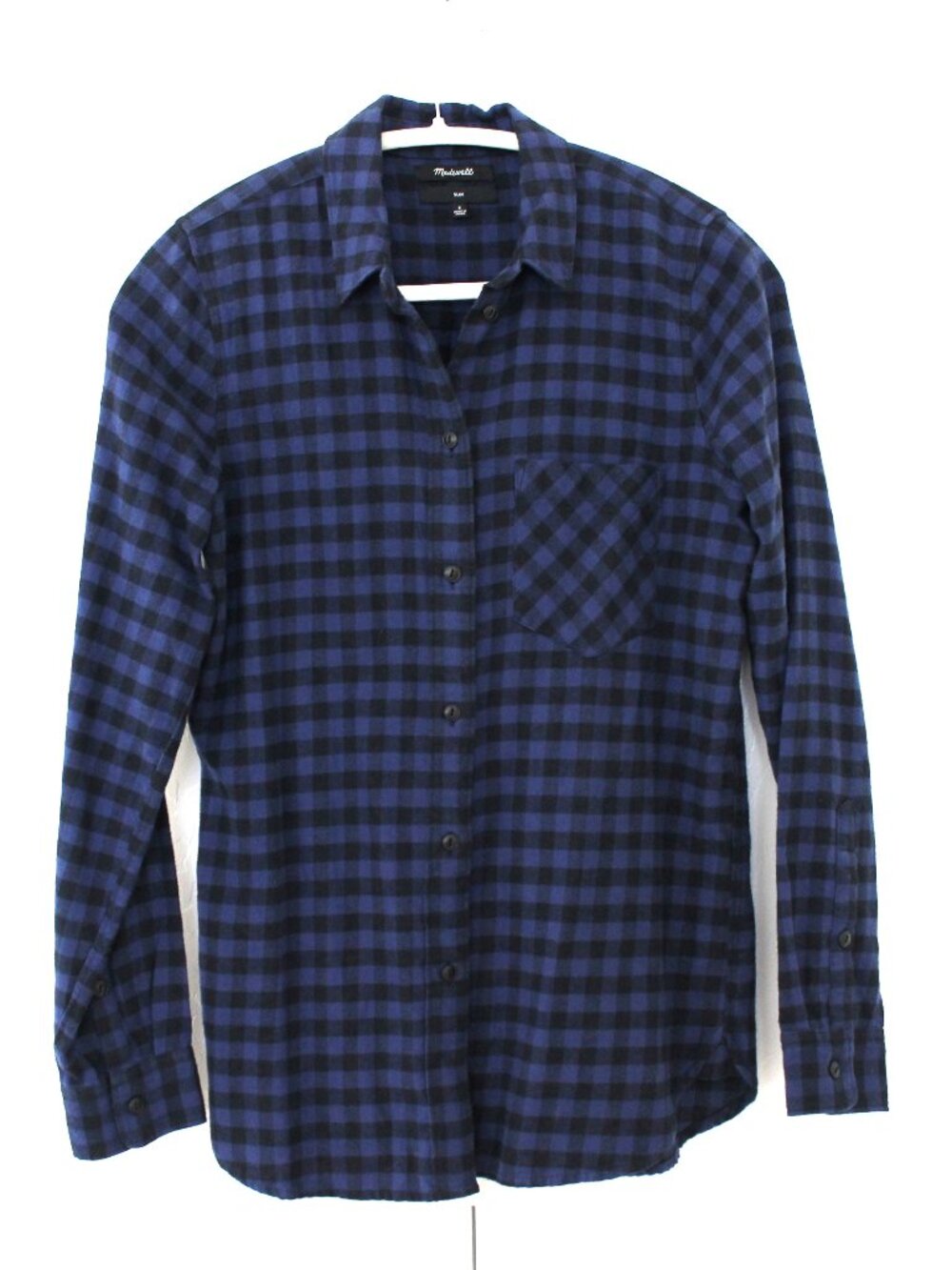 Madewell Slim Blue Black Buffalo Plaid Flannel Button Down Shirt